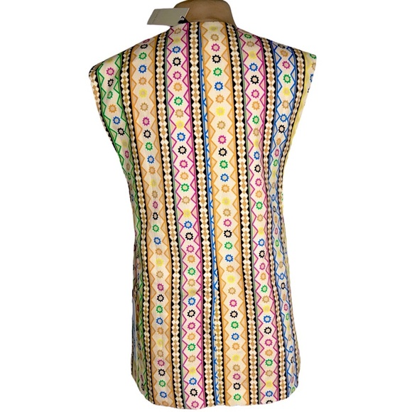 Never Fully Dressed Fiesta longline waistcoat blazer vest multicolor geo stripe - Picture 12 of 13